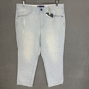Democracy Jeans Womens 14 Blue Striped Ab Solution‎ Denim Cotton Stretch NWT